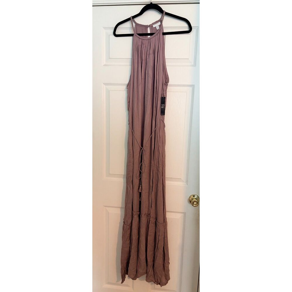 New York & Company Sleeveless Halter Mauve Maxi Dress Women’s XXL